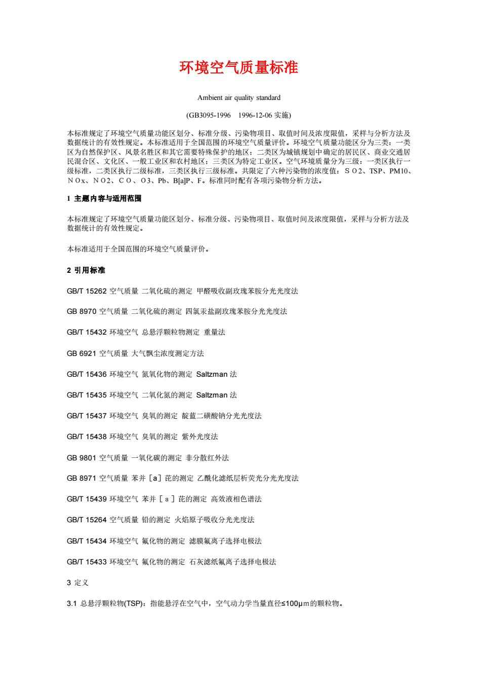 最新环境空气质量标准发布